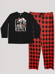 Christmas Lounge Set Women's Graphic Tee & Plaid Pants Pajamas
