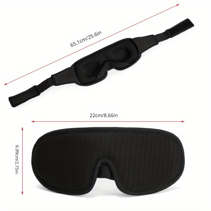 Blackout Sleep Eye Mask 3D Contoured Blindfold Adjustable Strap