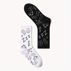 4 Pairs Graffiti Crew Socks for Outdoor Sports