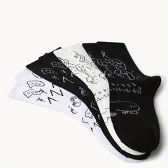 4 Pairs Graffiti Crew Socks for Outdoor Sports