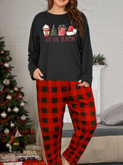 Women's Plus Christmas Lounge Set: Tee & Plaid Pants Pajamas