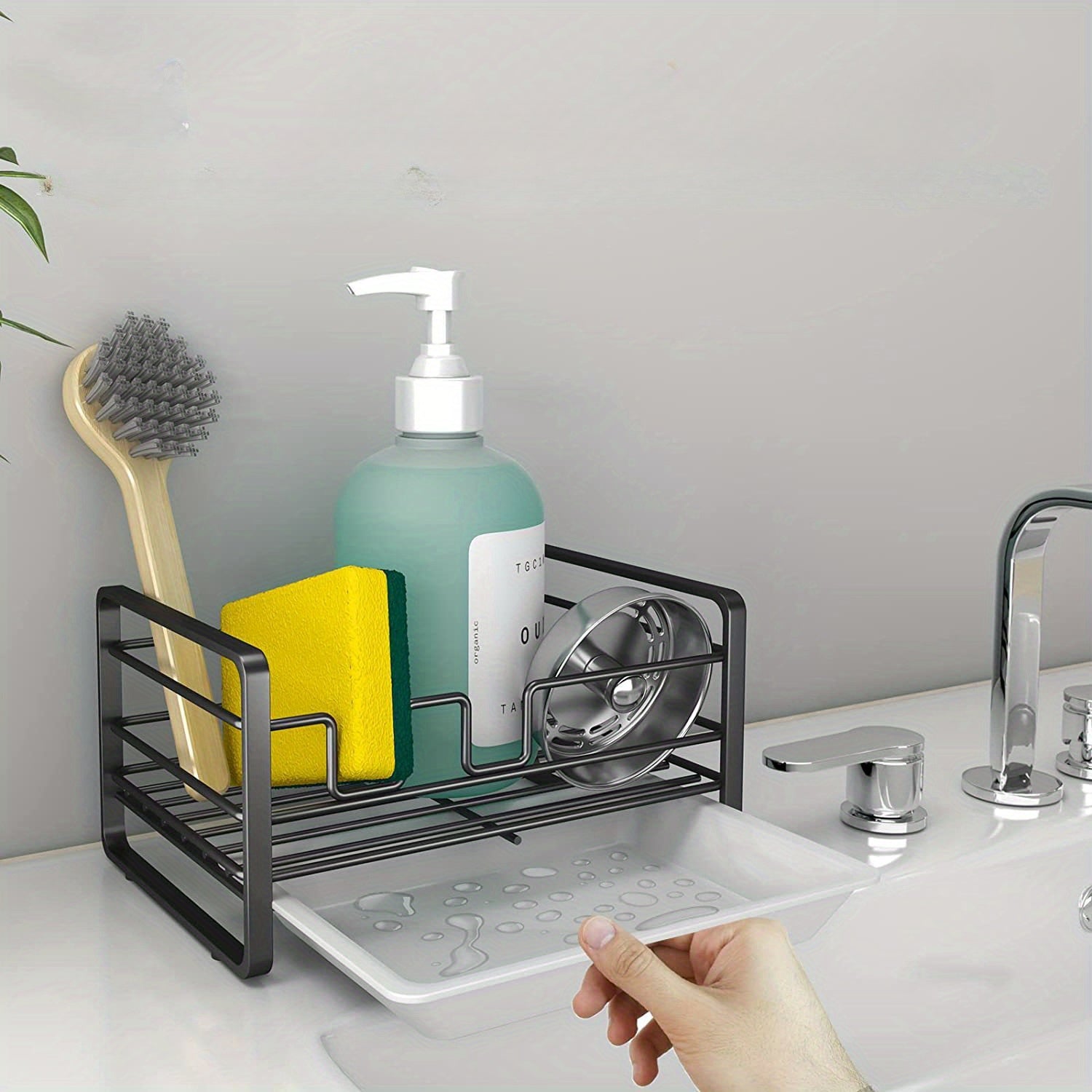 Kitchen Sponge Drain Storage Rack Iron Countertop Sink Storage