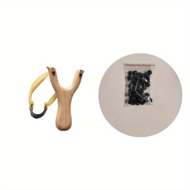 Wooden Slingshot Outdoor Toy with Mud Pellets