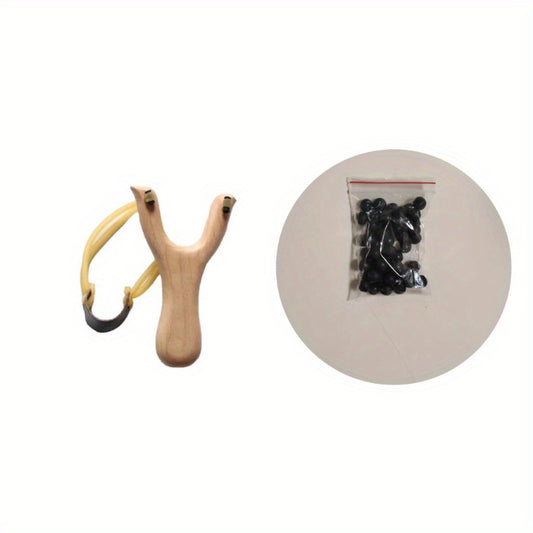 Wooden Slingshot Outdoor Toy with Mud Pellets