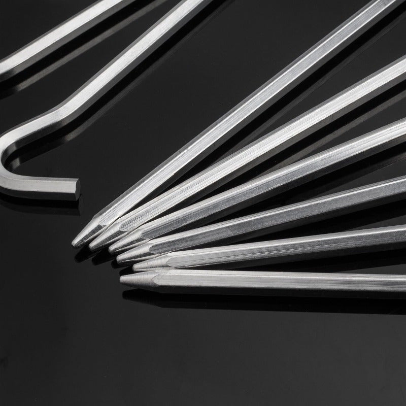 6pcs Alum. Tent Pegs W/ Hook Hexagon Rod Stakes Garden Stakes Camping Pegs