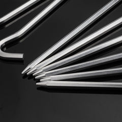 6pcs Alum. Tent Pegs W/ Hook Hexagon Rod Stakes Garden Stakes Camping Pegs