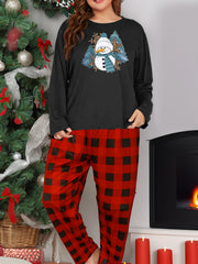 Christmas Loungewear Set Snowman & Leopard Top & PJs