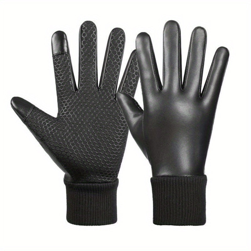 Men's Winter Waterproof Leather Gloves Anti Slip Gloves