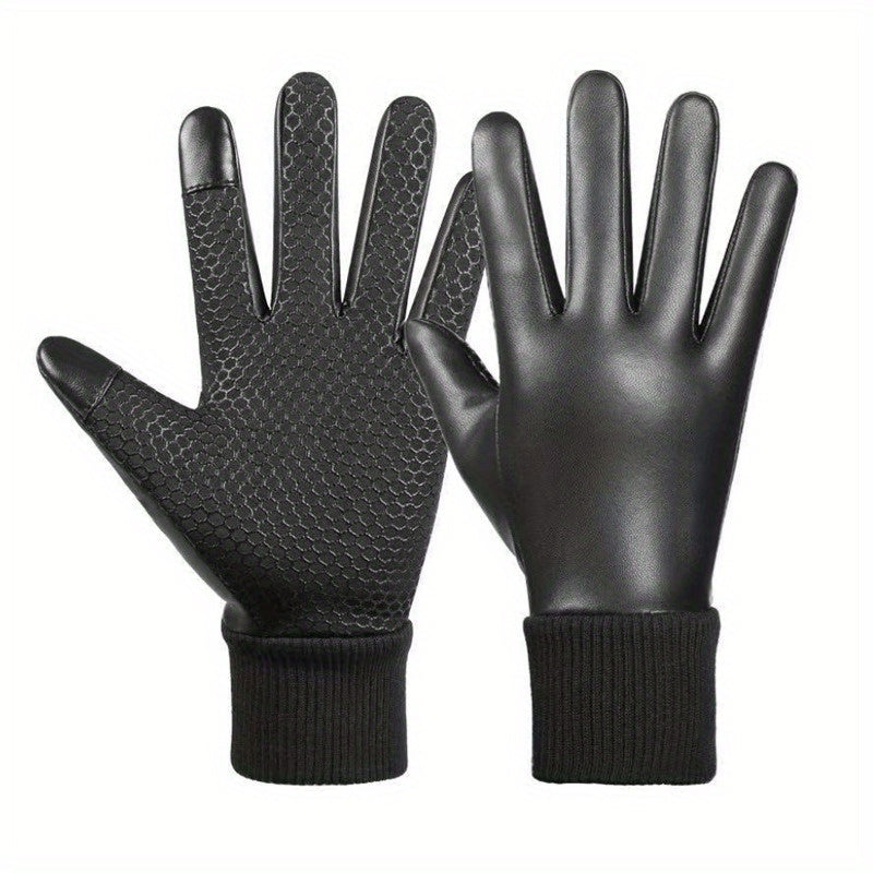 Men's Winter Waterproof Leather Gloves Anti Slip Gloves