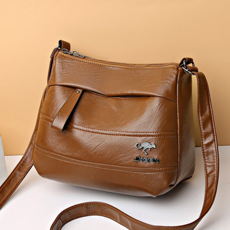 PU Leather Multiple Layers Backpack Crossbody Bag for Outdoor Camping Travel