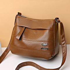 PU Leather Multiple Layers Backpack Crossbody Bag for Outdoor Camping Travel