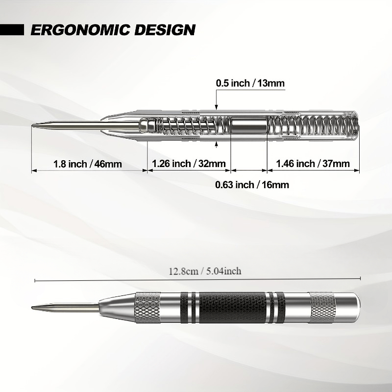Automatic Center Punch 12 Heavy Duty Steel Spring Center Punch