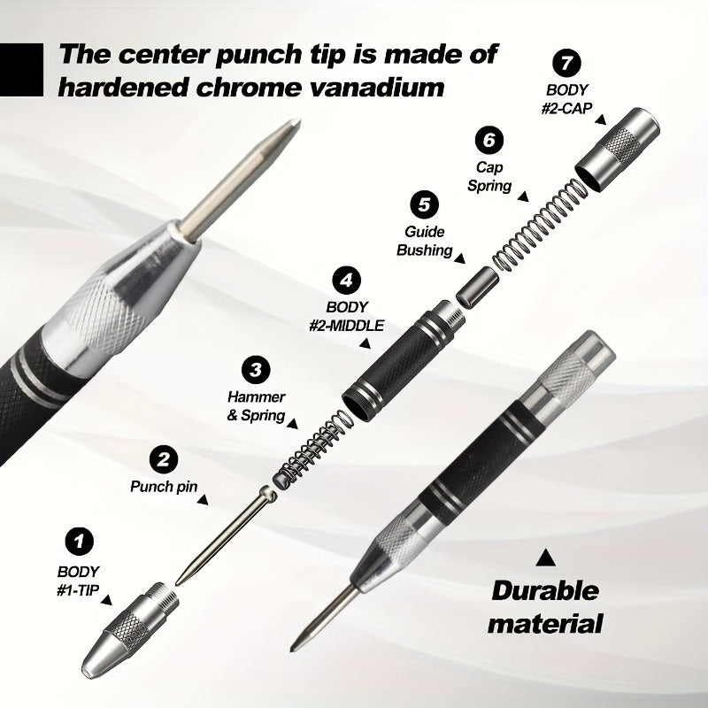 Automatic Center Punch 12 Heavy Duty Steel Spring Center Punch