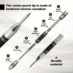 Automatic Center Punch 12 Heavy Duty Steel Spring Center Punch