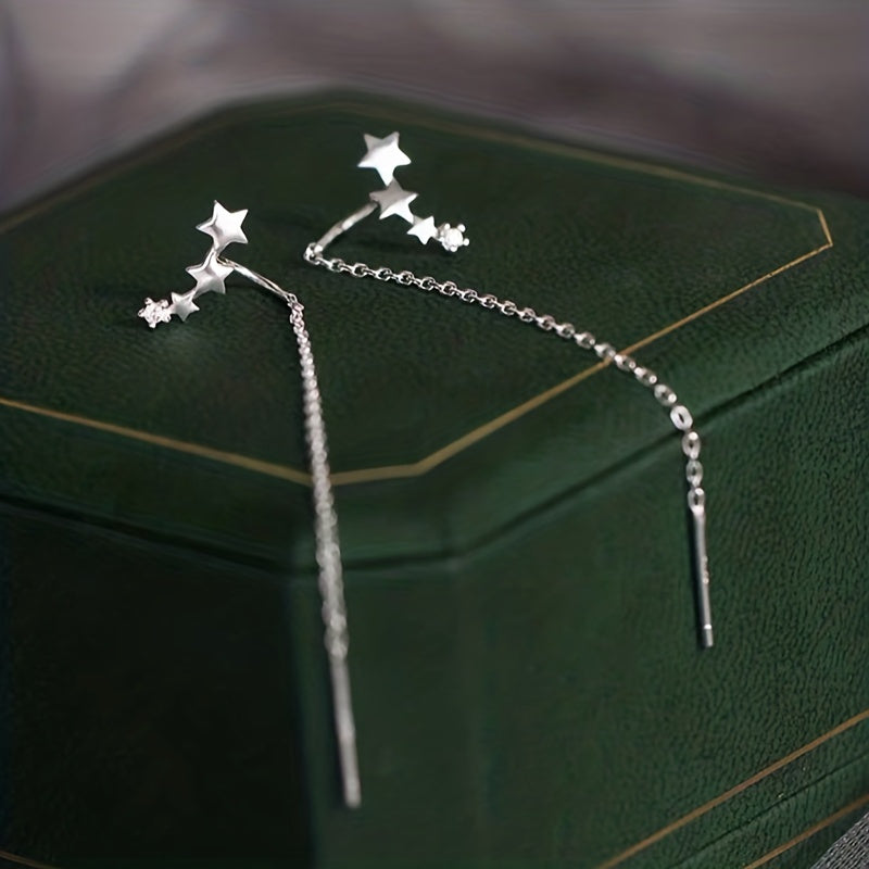 Long Chain Tassel Star Earrings Copper Zircon Female Jewelry Gift