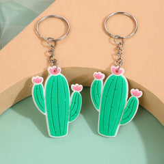 2pcs 3D Panda Cactus Rocket Keychain Bag Pendant