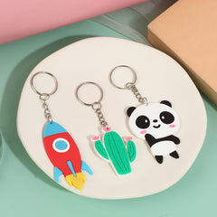 2pcs 3D Panda Cactus Rocket Keychain Bag Pendant