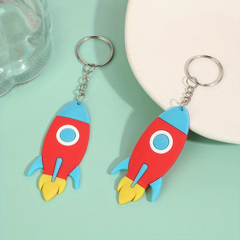 2pcs 3D Panda Cactus Rocket Keychain Bag Pendant