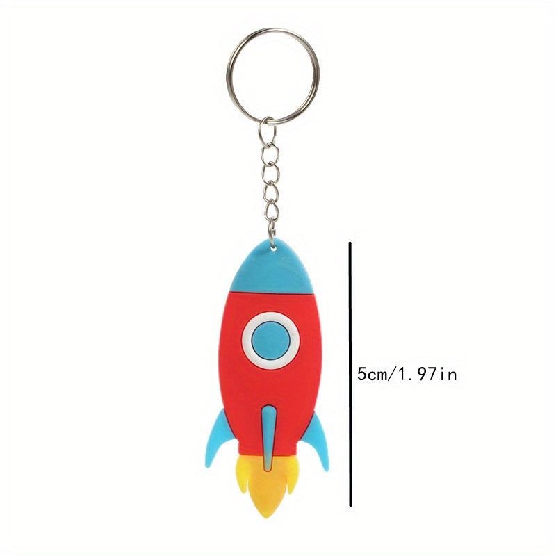 2pcs 3D Panda Cactus Rocket Keychain Bag Pendant