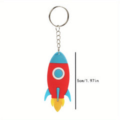 2pcs 3D Panda Cactus Rocket Keychain Bag Pendant