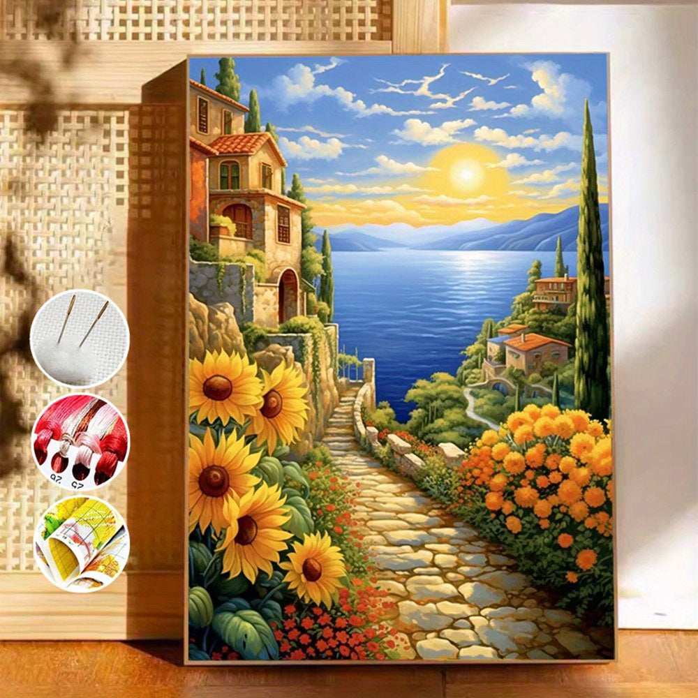 Coastal Town Cross Stitch Kit for Adults