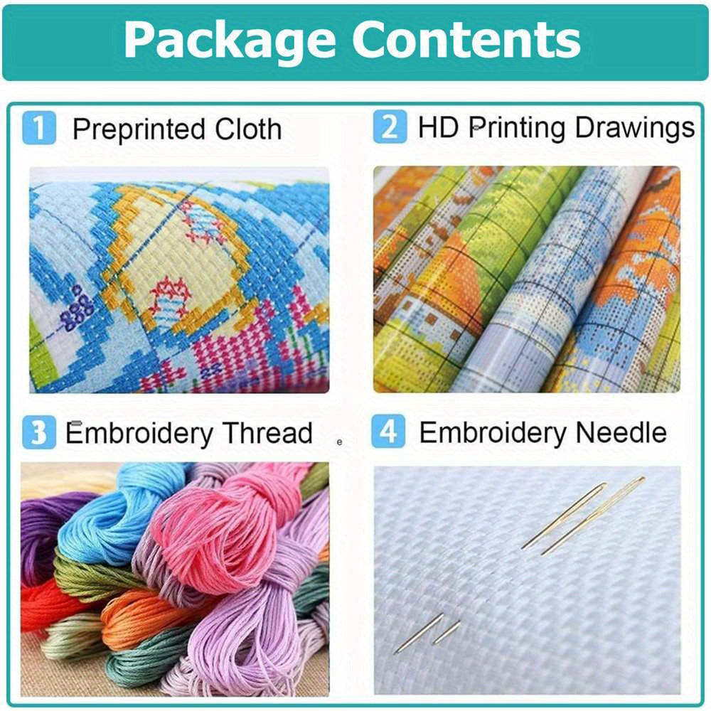 Coastal Town Cross Stitch Kit for Adults