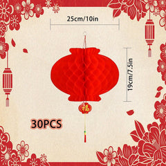30pcs Hanging Red Lanterns Chinese Year Decoration For Spring