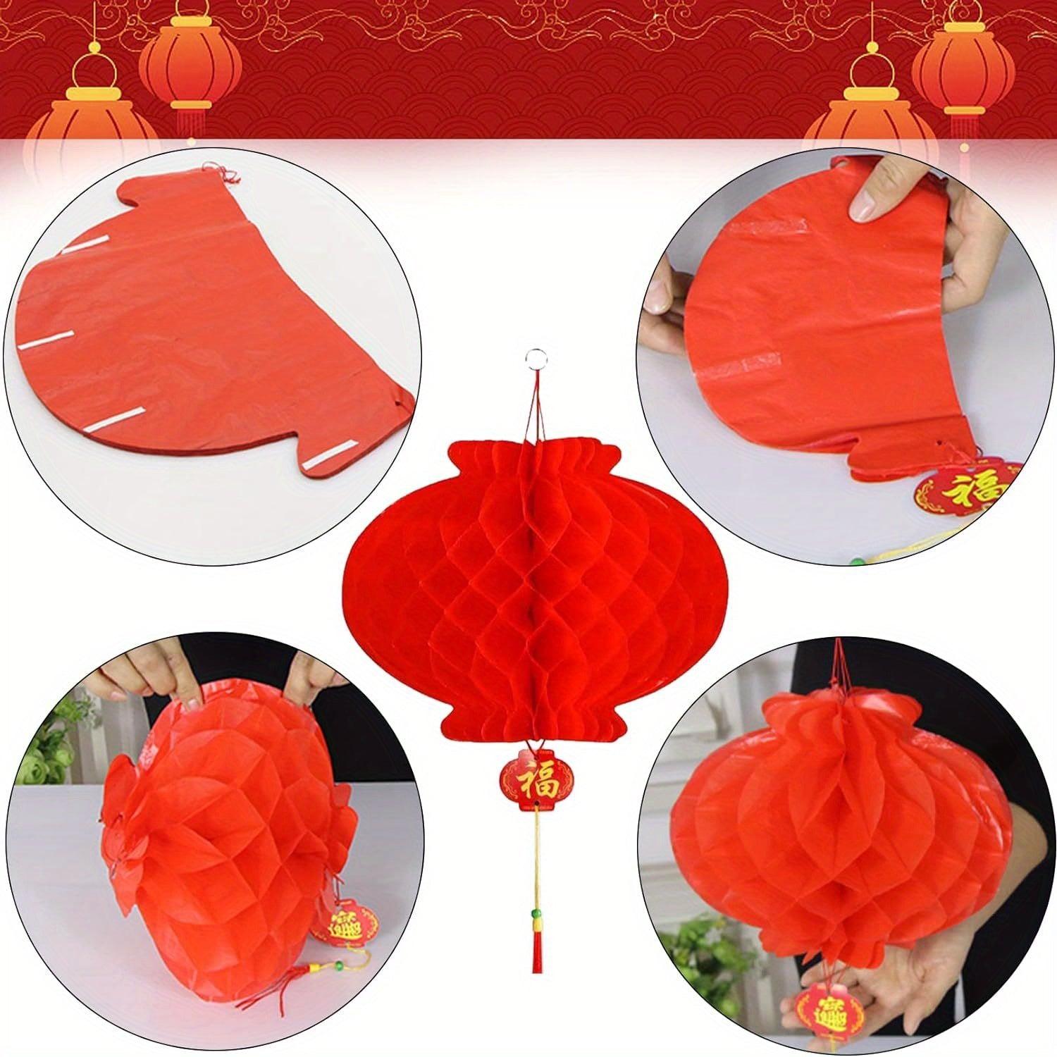 30pcs Hanging Red Lanterns Chinese Year Decoration For Spring