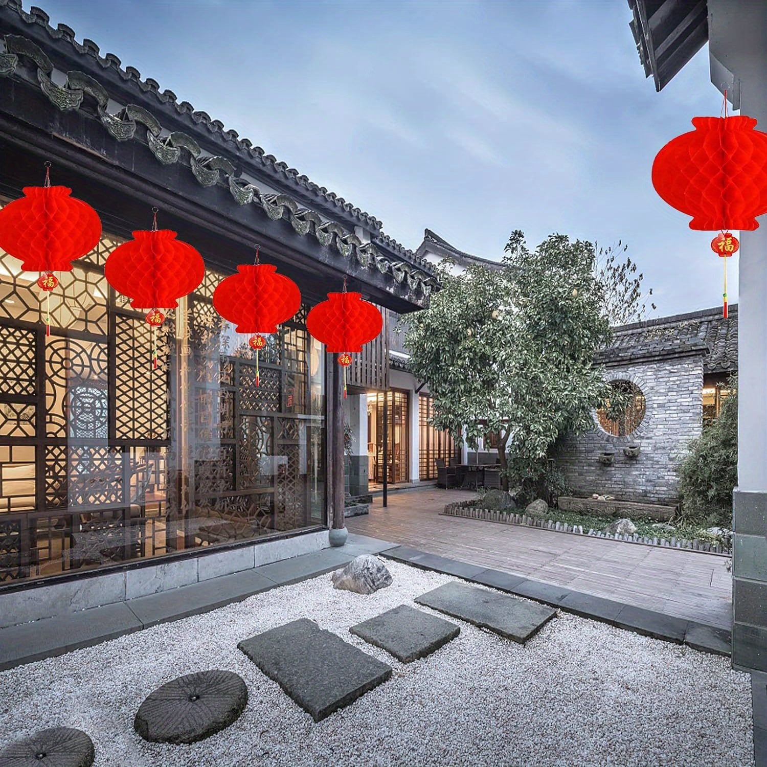 30pcs Hanging Red Lanterns Chinese Year Decoration For Spring