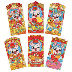 6pcs Dragon Year Red Envelopes Cartoon Lucky Money Bag