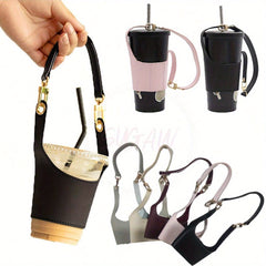 Adjustable PU Leather Coffee Cup Sleeve 500ml 750ml Cup Holder