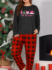 Christmas Lounge Set Women's Tee & Plaid Pants Pajamas 2 Piece Set