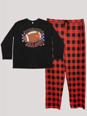 Sporty Lounge Set: Tee & Plaid Pants Pajama