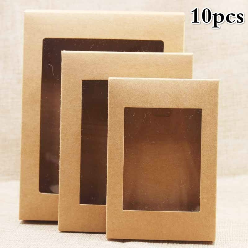 10pcs DIY Paper Box With Window Cake Packaging for Wedding Party