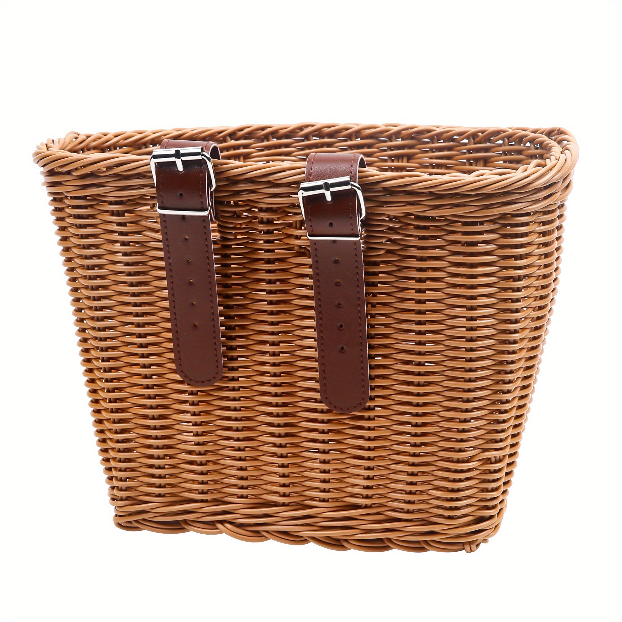 Brown Bike Basket Front Handlebar Storage Basket - Hand Woven Waterproof