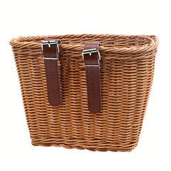 Brown Bike Basket Front Handlebar Storage Basket - Hand Woven Waterproof