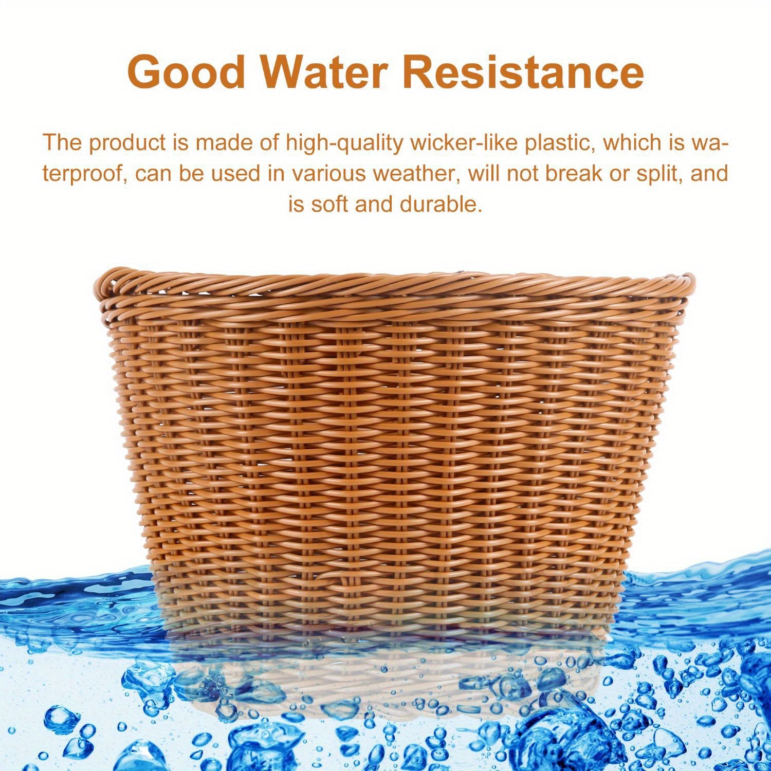Brown Bike Basket Front Handlebar Storage Basket - Hand Woven Waterproof