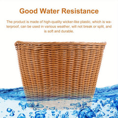 Brown Bike Basket Front Handlebar Storage Basket - Hand Woven Waterproof