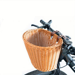 Brown Bike Basket Front Handlebar Storage Basket - Hand Woven Waterproof