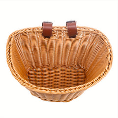 Brown Bike Basket Front Handlebar Storage Basket - Hand Woven Waterproof