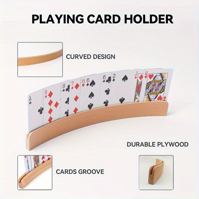 2pcs Wooden Playing Card Holder Tray for Bridge Canasta Cards