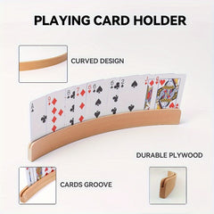 2pcs Wooden Playing Card Holder Tray for Bridge Canasta Cards