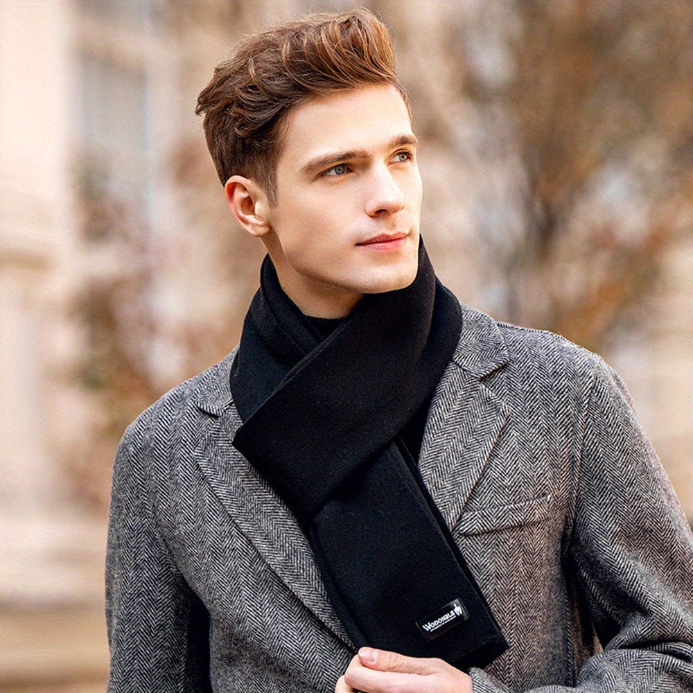 Men's Winter Solid Scarf Cold proof Gift Pack Warm And Skin friendly
