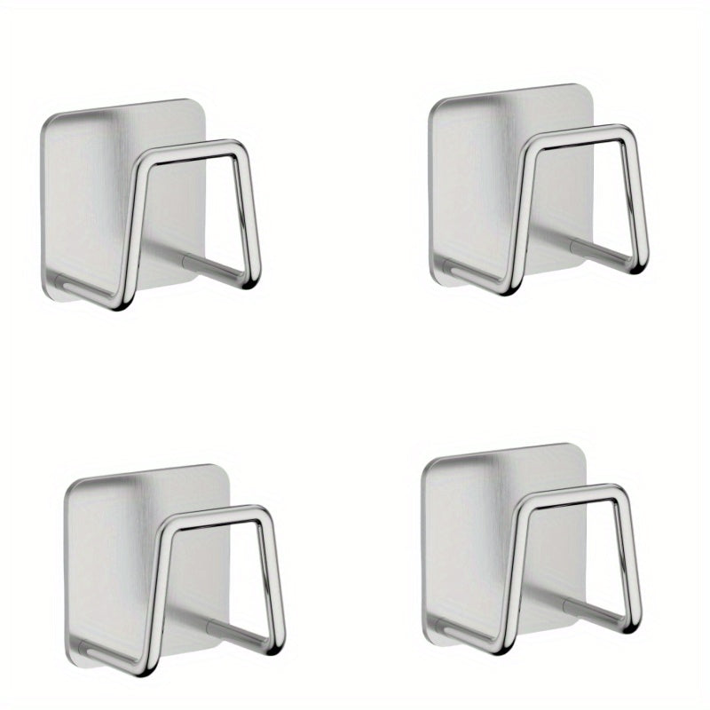 4pcs Stainless Steel Storage Hook Wall Mounted Rack Pot Lid Cutting