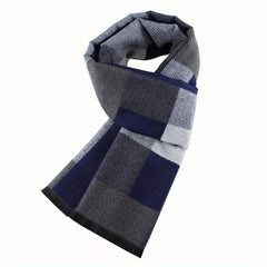 Winter Men's Jacquard Brushed Plaid Wool Scarf For Boys