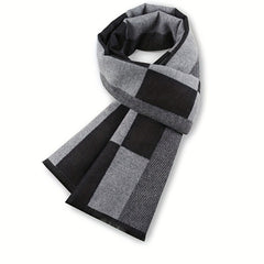 Winter Men's Jacquard Brushed Plaid Wool Scarf For Boys