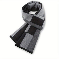 Winter Men's Jacquard Brushed Plaid Wool Scarf For Boys