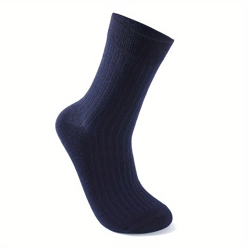 6 Pairs Men's Solid Crew Socks Breathable Comfy Casual Unisex Outdoor