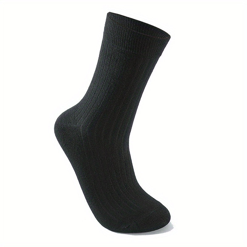 6 Pairs Men's Solid Crew Socks Breathable Comfy Casual Unisex Outdoor