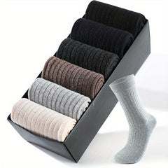 6 Pairs Men's Solid Crew Socks Breathable Comfy Casual Unisex Outdoor